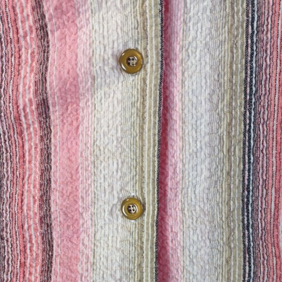 Allison Daley Petite Shirt 6P Pink Striped Textured ButtonUp Short Sleeve Summer - Picture 3 of 10
